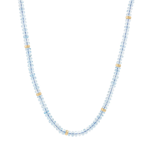 LaViano Fashion 14K Yellow Gold Aquamarine Beaded Necklace 16"/20"