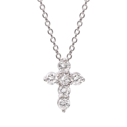Pe Jay Creations 14K White Gold Diamond Cross 6 Diamonds .75 Carats