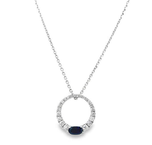 Pe Jay Creations 14K White Gold Sapphire and Diamond Pendant