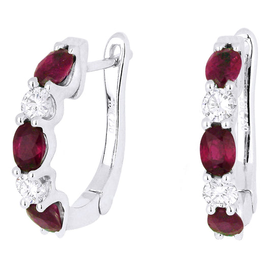 LaViano Fashion 14K White Gold Ruby and Diamond Earrings