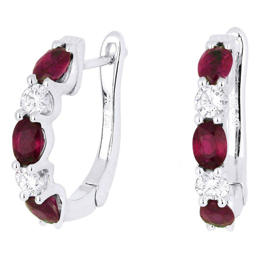 LaViano Fashion 14K White Gold Ruby and Diamond Earrings