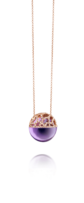 Nanis 18K Yellow Gold Amethyst Quartz and Diamond Pendant