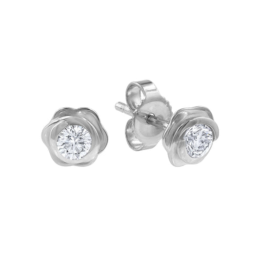 LaViano Fashion 14K White Gold Diamond Earrings