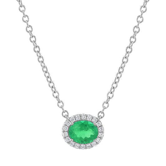 LaViano Fashion 18K White Gold Emerald and Diamond Necklace