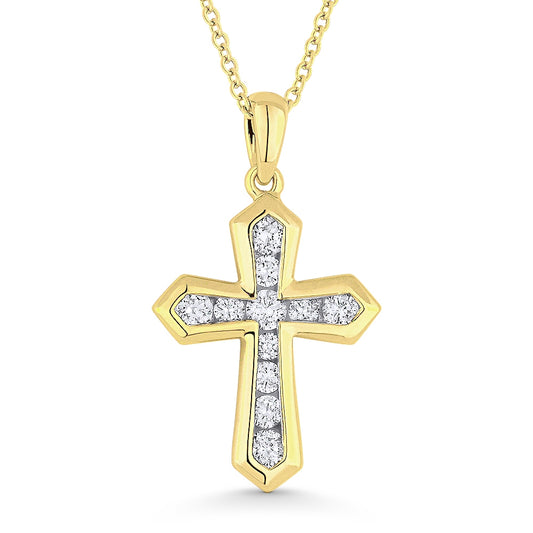 Laviano Fashion 14K Yellow Gold DIamond Cross