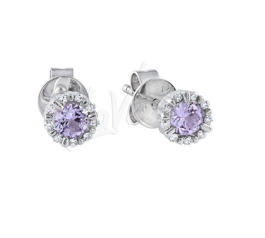 LaViano Fashion 14K White Gold Created Alexandrite and Diamond Earrings