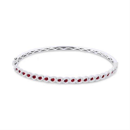 LaVianoFashion 14K White Gold Ruby and Diamond Bracelet