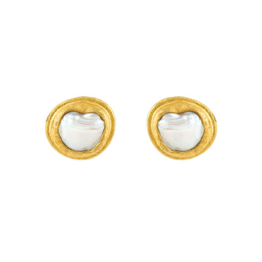 LaViano Fashion 24K Yellow Gold Pearl Earrings
