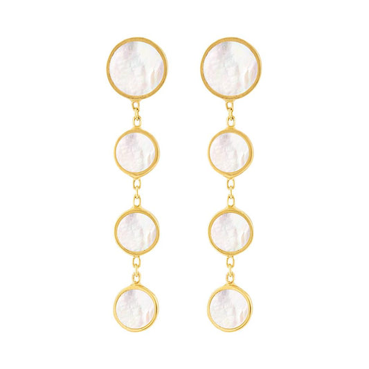 LaViano Fashion 14K Yellow Gold Mother of Pearl Earrings