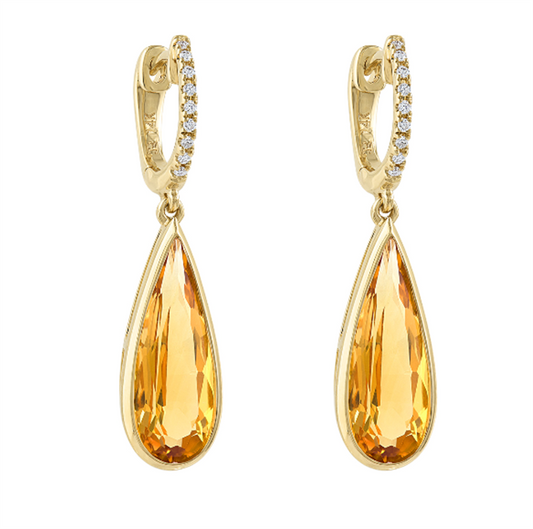 Pe Jay Creations 14K Yellow Gold Citrine Earrings