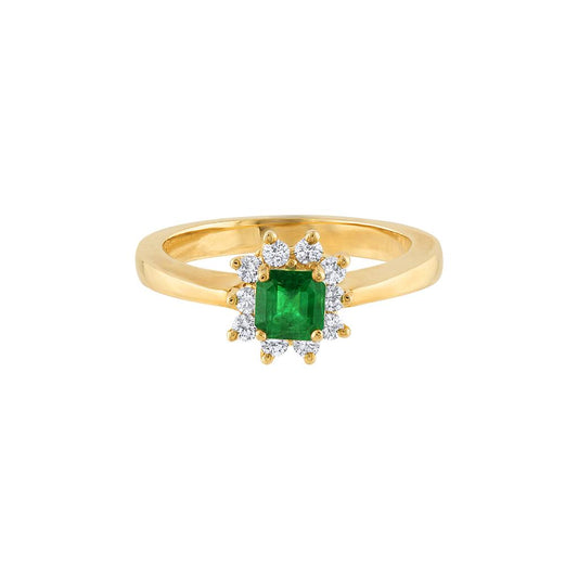 LaViano Fashion 14K Yellow Gold Emerald and Diamond Ring