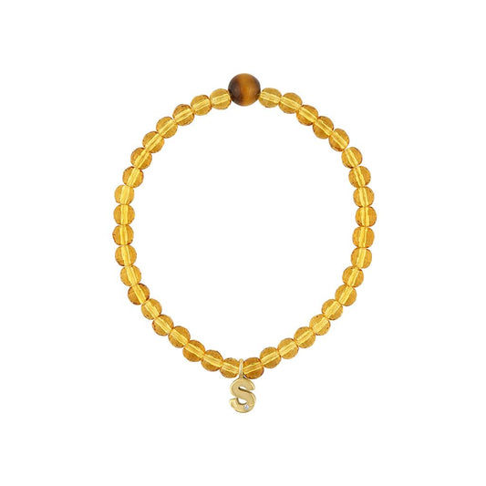 LaViano Fashion 18K Yellow Gold βSβ Initial on a Citrine Beaded Bracelet
