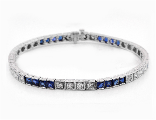 Pe Jay Creations18K White Gold Sapphire and Diamond Bracelet