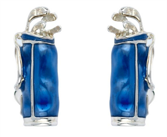 Deakin & Francis Sterling Silver Golf Bag Blue Enamel Cufflinks