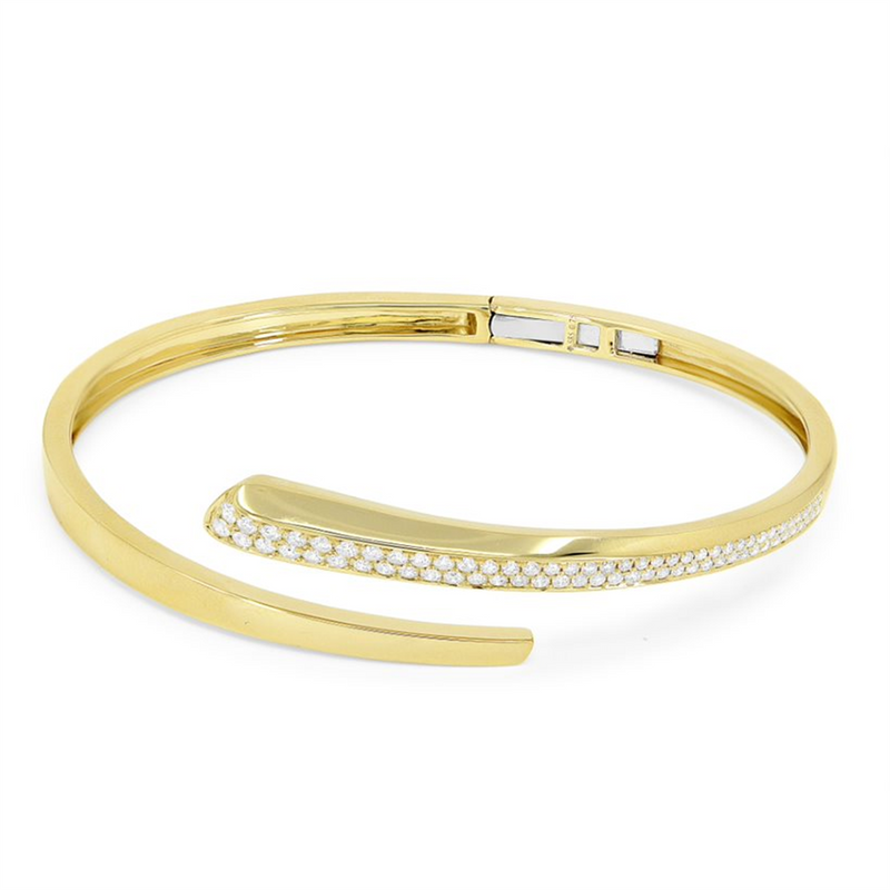 LaViano Fashion 14K Yellow Gold Diamond Open Cuff Bracelet