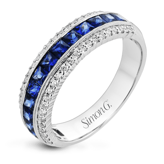 Simon G 14K White Gold Sapphire and Diamond Ring