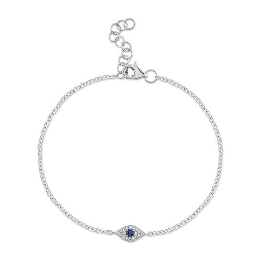 Shy Creation 14K White Gold Sapphire and Diamond Bracelet