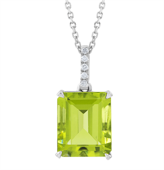Pe Jay Creations 14K White Gold Diamond and Peridot Necklace