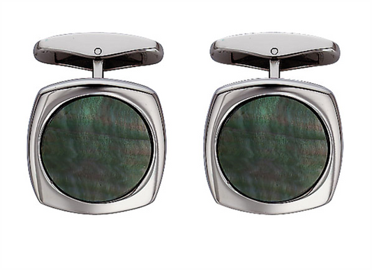 LaViano Fashion Stainless Steel Black Mother of Pearl Cufflinks