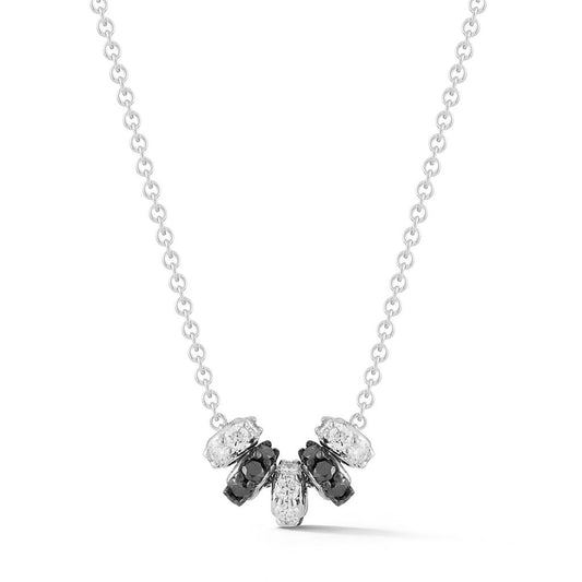 Barbela Design 14K White Gold Black and White Diamond Necklace