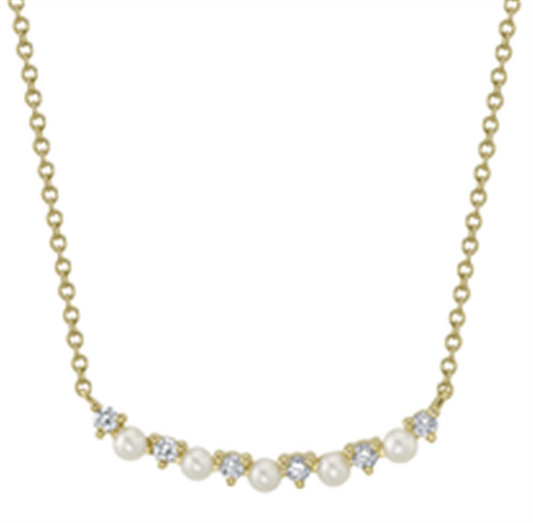 Shy Creations 14K Yellow Gold Pearl and Diamond Necklace