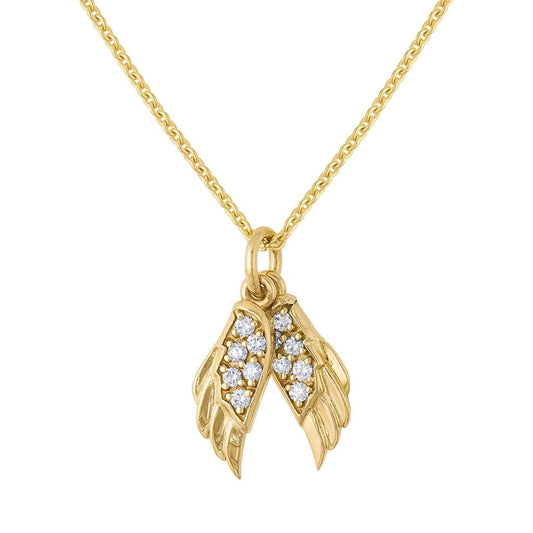LaViano Fashion 14K Yellow Gold Diamond Angel Wings