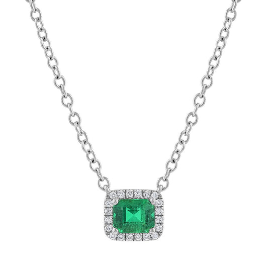 LaViano Fashion 18K White Gold Emerald and Diamond Necklace