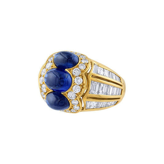 LaViano Fashion 18K Yellow Gold Sapphire and Diamond Ring