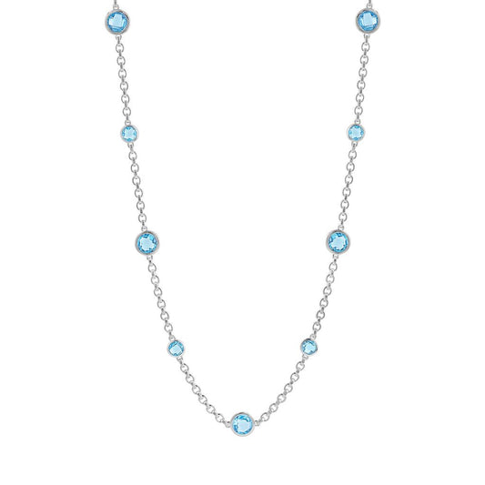 LaViano Fashion Sterling Silver and Blue Topaz Station Necklace