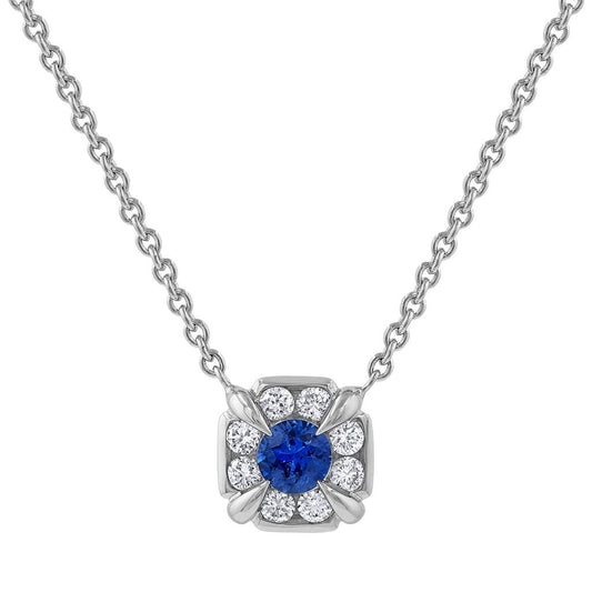 LaViano Fashion 14K White Gold Sapphire and Diamond Necklace