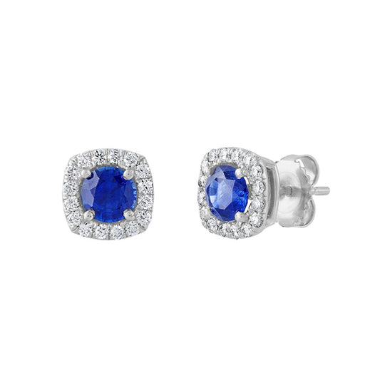 LaViano Fashion 14K White Gold Sapphire and Diamond Earrings