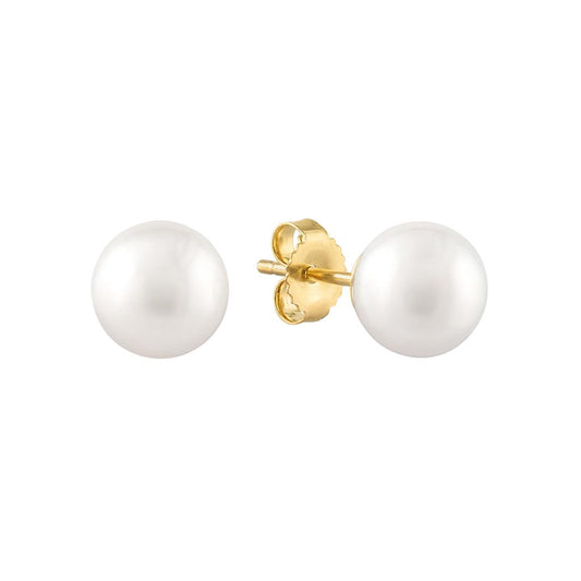 LaViano Fashion 14K Yellow Gold Pearl Earrings 7.0 MM