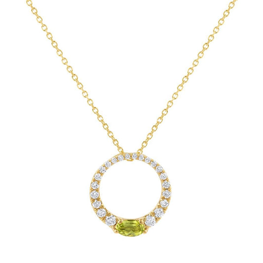 Pe Jay Creations 14K Yellow Gold Peridot and DIamond Pendant