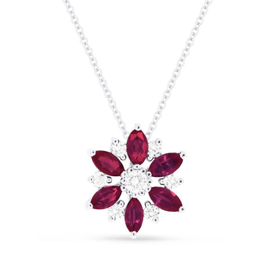 LaViano Fashion 14K White Gold Ruby and Diamond Pendant