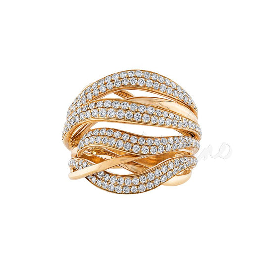 LaViano Fashion 18K Rose Gold Diamond Twisted Multi-Band Ring