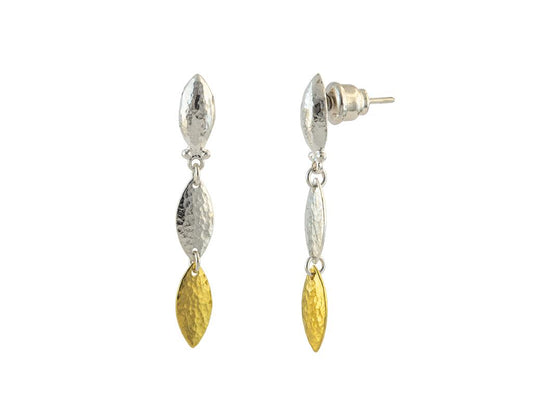Gurhan Sterling Silver 24K Layered Yellow Gold Willow Flake Earrings