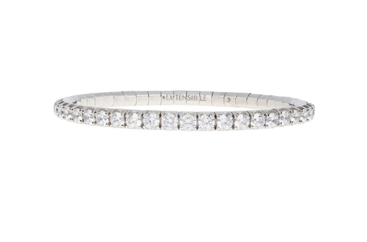 Extensible 18K White Gold Round Diamond Stretch Tennis Bracelet