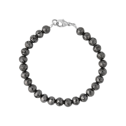 LaViano Fashion 14K White Gold Black Diamond Beaded Bracelet