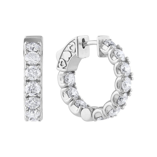 LaViano Fashion 14K White Gold Diamond Hoop Earrings