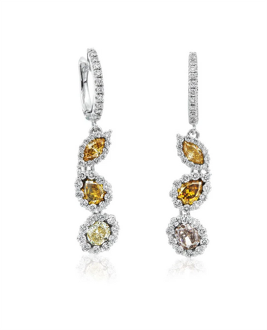 LaViano Fashion 18K White Gold Fancy Color Diamond Earrings