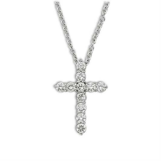 Pe Jay Creations 14K White Gold Diamond Cross