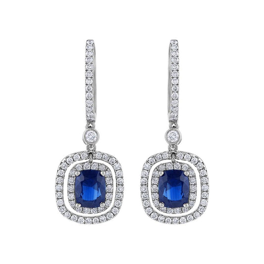 LaViano Fashion 18K White Gold Sapphire and Diamond Earrings