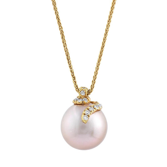 LaViano Fashion 18K Yellow Gold Chocolate Pearl and Diamond Pendant