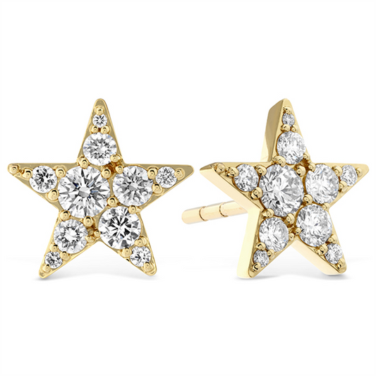 LaViano Fashion 18K Yellow Gold Diamond Star Earrings