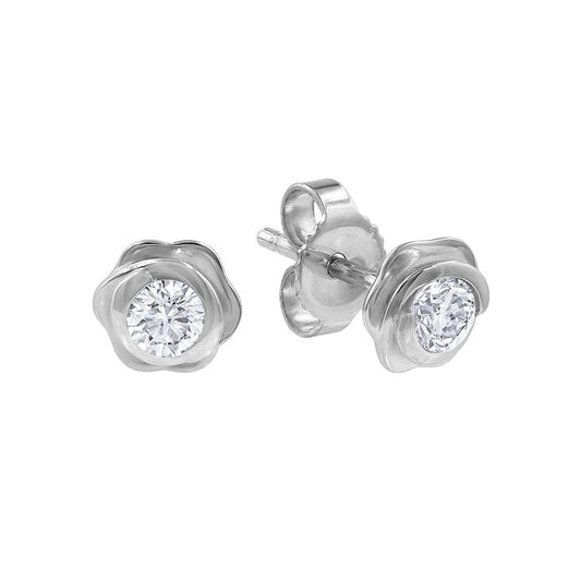 LaViano Fashion 14K White Gold Diamond Earrings