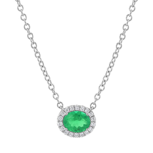 LaViano Fashion 18K White Gold Emerald and Diamond Necklace