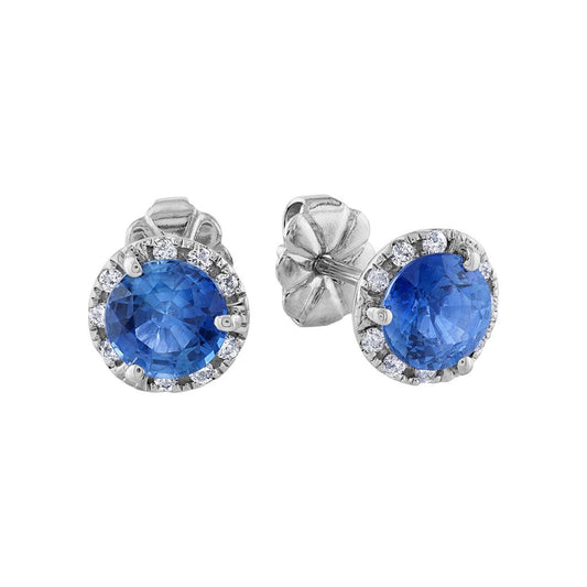 LaViano Fashion 14K White Gold Sapphire and Diamond Earrings