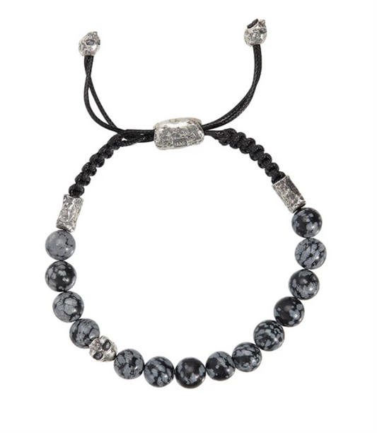 John Varvatos SterlingSilver and Grey Obsidian Bracelet