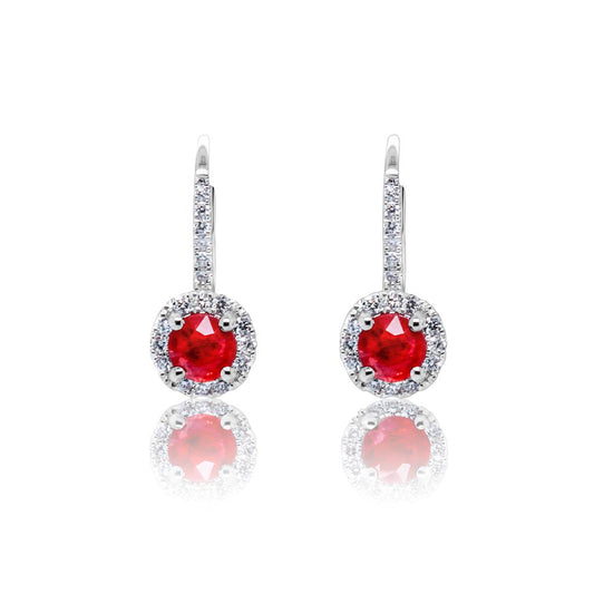 LaViano Fashion 18K White Gold Ruby and Diamond Earrings