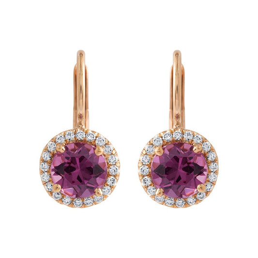 LaViano Fashion 20K Rose Gold Rhodalite Garnet and Diamond Earrings